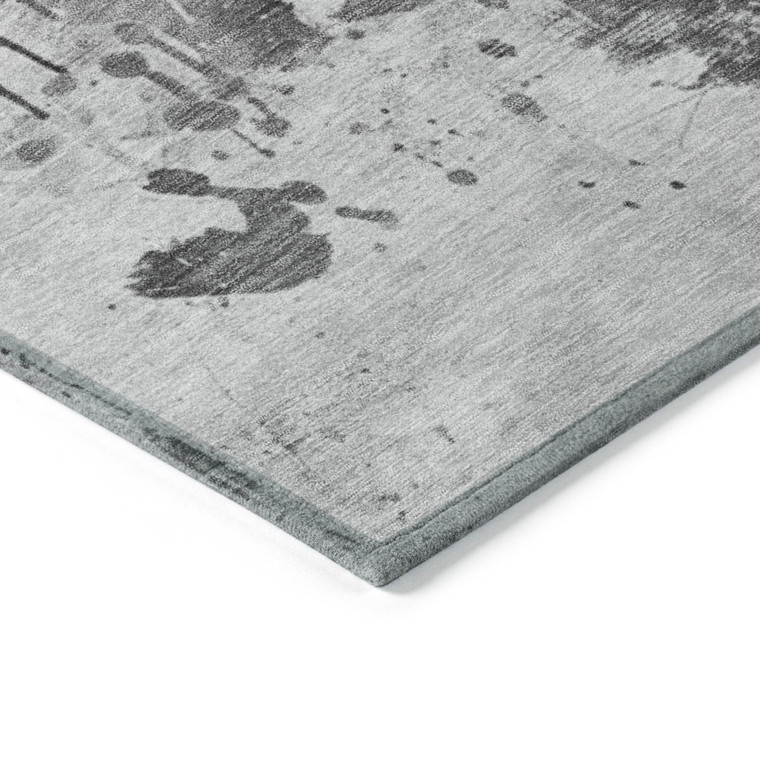 10' X 14' Gray And Silver Horse Washable Indoor Outdoor Area Rug