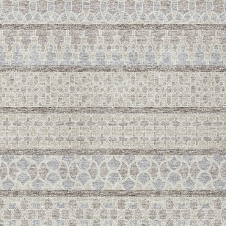 10' X 14' Ivory Beige And Taupe Quatrefoil Washable Indoor Outdoor Area Rug