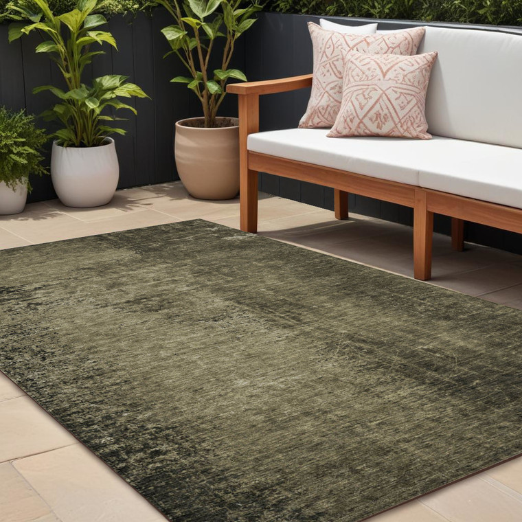 10' X 14' Gray Abstract Washable Non Skid Indoor Outdoor Area Rug Transitional Style - Gray Color