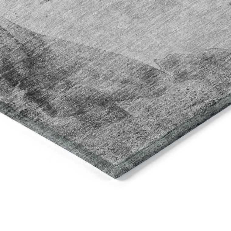 8' X 10' Gray And Silver Horse Washable Indoor Outdoor Area Rug