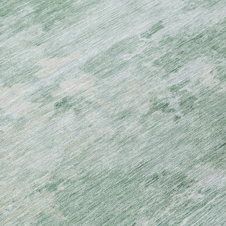 10' X 14' Mint Green And Pale Aqua Abstract Washable Indoor Outdoor Area Rug