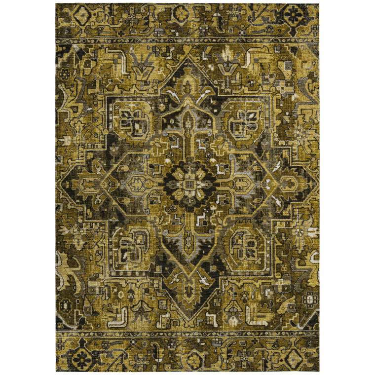 9' X 12' Coffee And Gray Oriental Washable Indoor Outdoor Area Rug