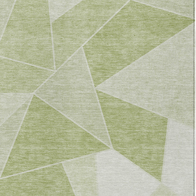 8' X 10' Artichoke Green Mint Green And Sage Geometric Washable Indoor Outdoor Area Rug