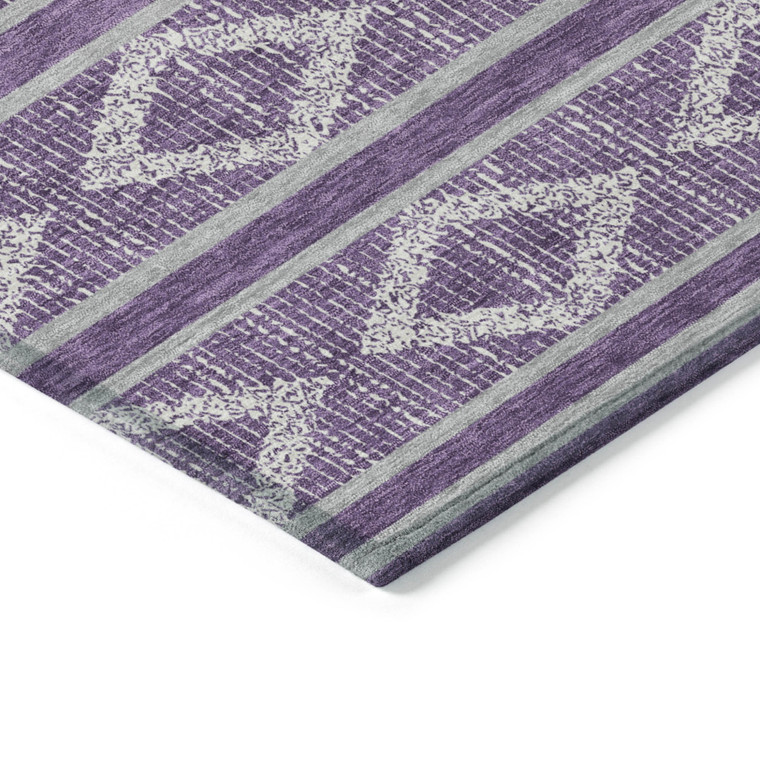 8' X 10' Purple Gray And Ivory Geometric Washable Indoor Outdoor Area Rug - Purple, Gray, Ivory