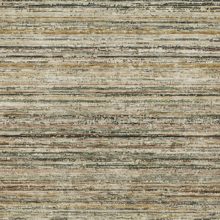 9' X 12' Beige Striped Washable Indoor Outdoor Area Rug