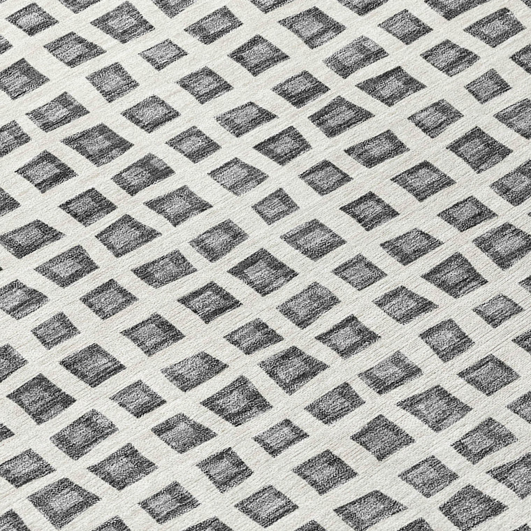 10' X 14' Gray Charcoal And Silver Geometric Washable Indoor Outdoor Area Rug