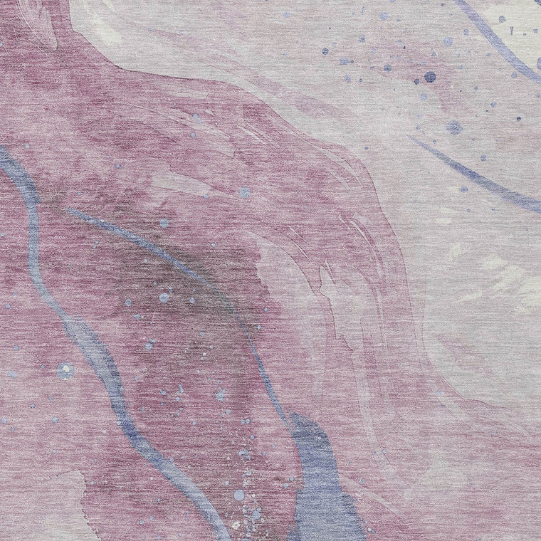 9' X 12' Mauve And Pink Abstract Washable Indoor Outdoor Area Rug