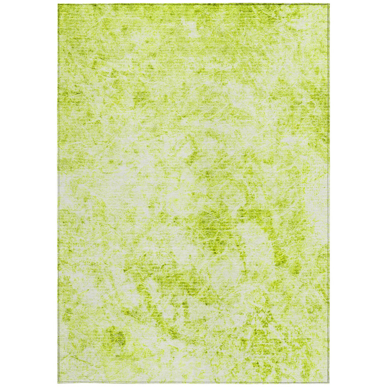 9' X 12' Lime Green Abstract Washable Non Skid Indoor Outdoor Area Rug