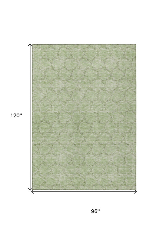 8' X 10' Sage And Ivory Geometric Washable Indoor Outdoor Area Rug