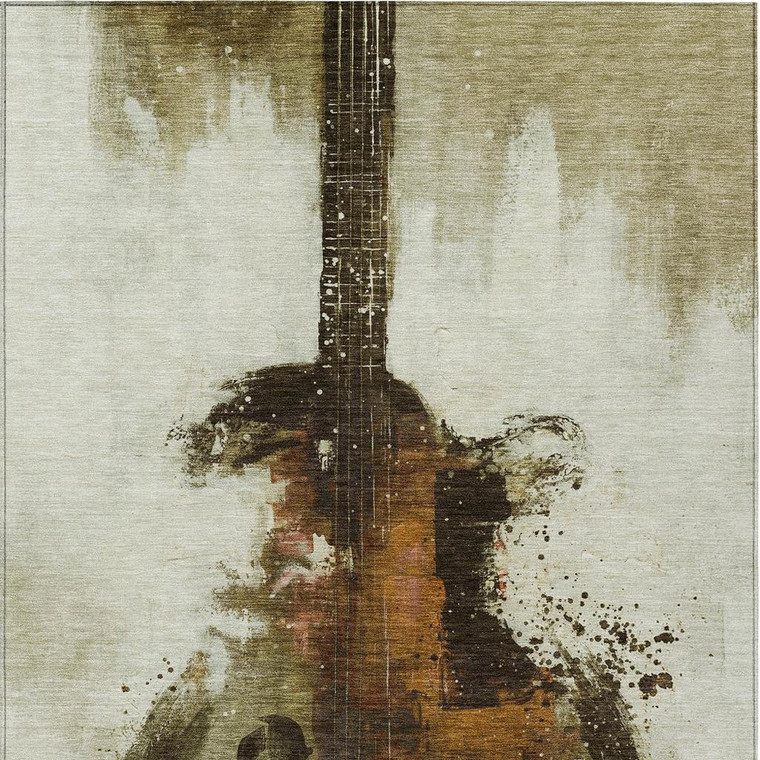 9' X 12' Brown Copper And Charcoal Abstract Washable Indoor Outdoor Area Rug