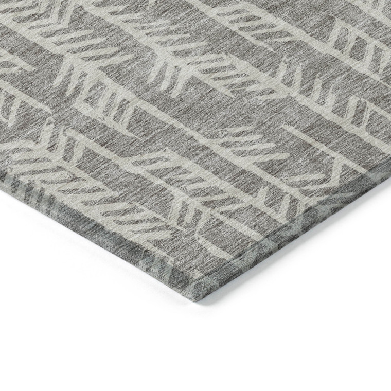 8' X 10' Taupe And Beige Tribal Washable Indoor Outdoor Area Rug