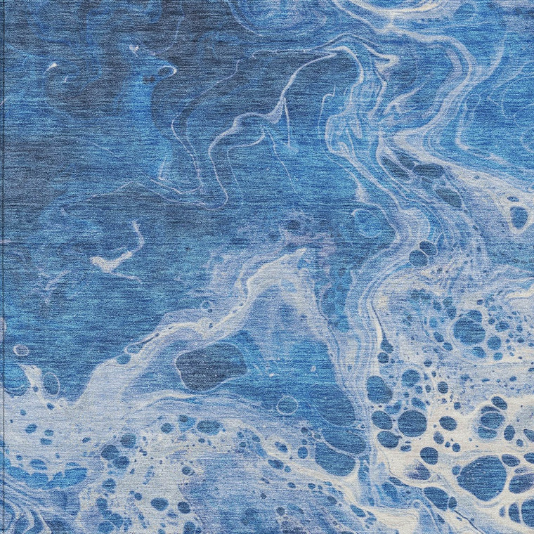 8' X 10' Navy Blue And Ivory Abstract Washable Indoor Outdoor Area Rug - Navy Blue, Ivory