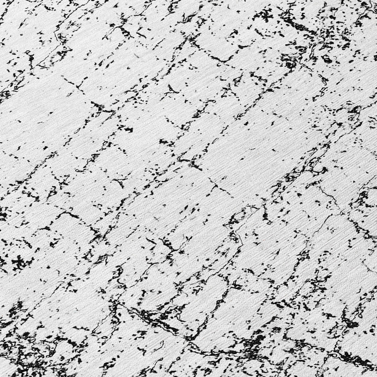 8' Black White And Gray Round Abstract Washable Indoor Outdoor Area Rug