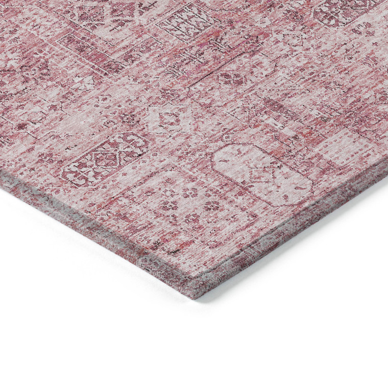 10' X 14' Pink Blush And Charcoal Floral Washable Indoor Outdoor Area Rug