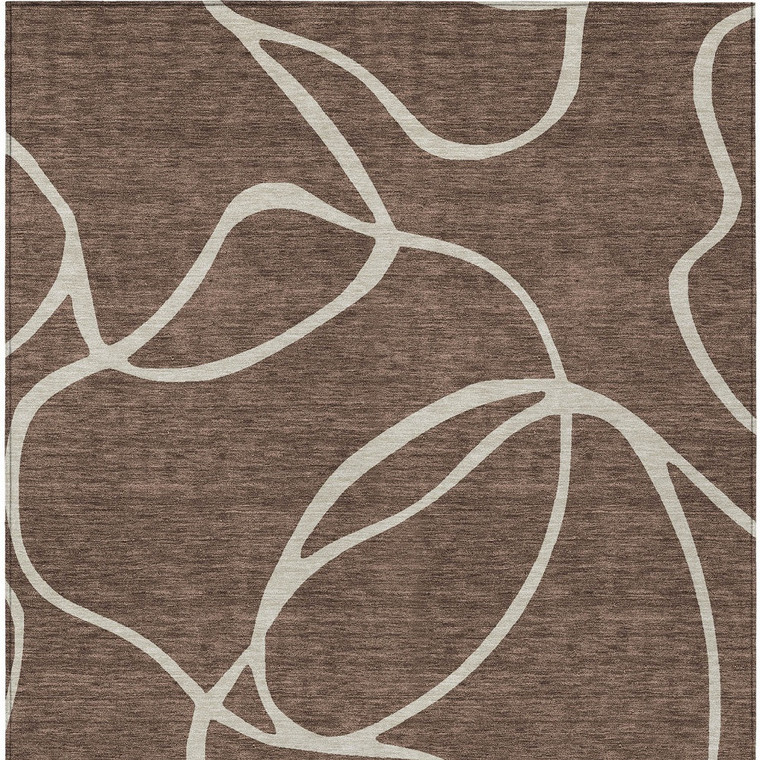8' X 10' Brown And Beige Abstract Washable Indoor Outdoor Area Rug Transitional Style - Brown, Beige Color