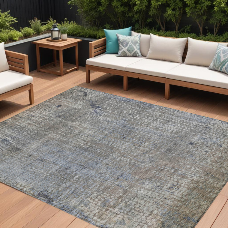 9' X 12' Taupe And Ivory Abstract Washable Indoor Outdoor Area Rug - Taupe, Ivory