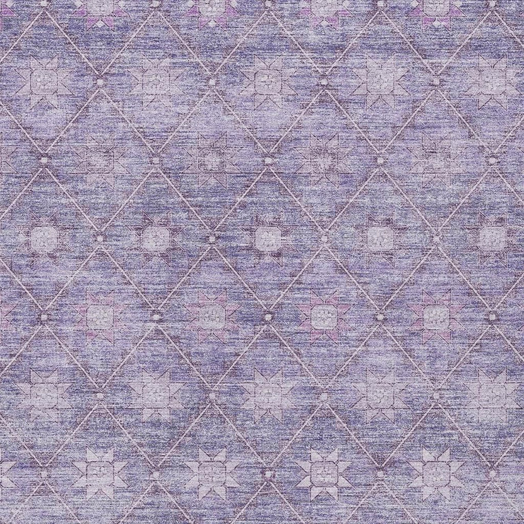 9' X 12' Purple And Ivory Floral Washable Indoor Outdoor Area Rug - Purple, Ivory