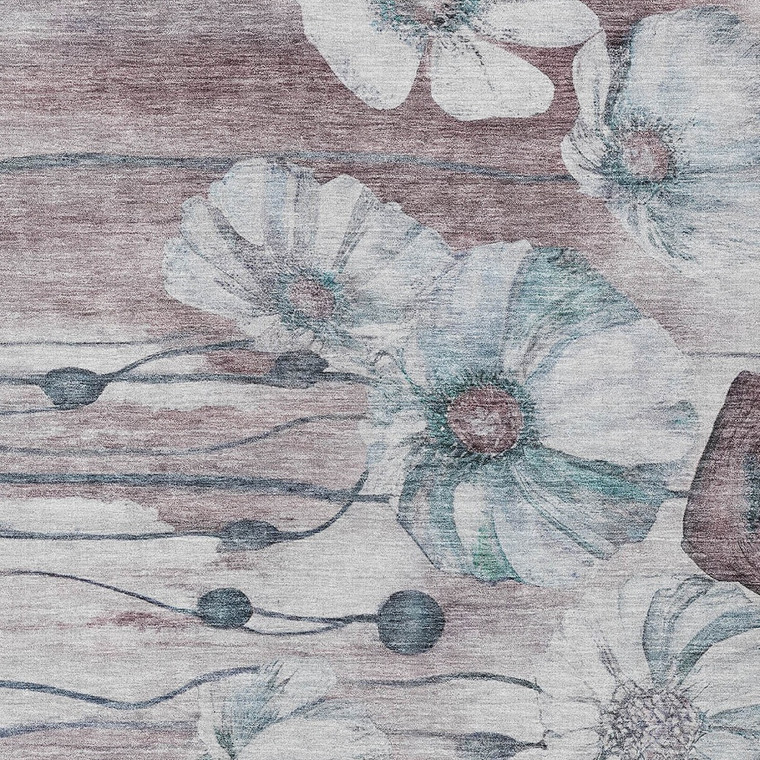 10' X 14' Teal Blue Aqua And Ivory Floral Washable Indoor Outdoor Area Rug Transitional Style - Teal Blue, Aqua, Ivory Color