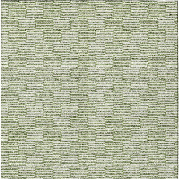 9' X 12' Green And Ivory Geometric Washable Indoor Outdoor Area Rug Transitional Style - Green, Ivory Color