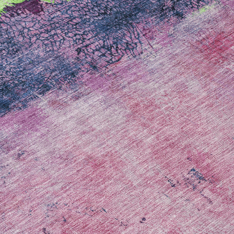 8' Blush And Mint Green Round Abstract Washable Indoor Outdoor Area Rug - Blush, Mint Green