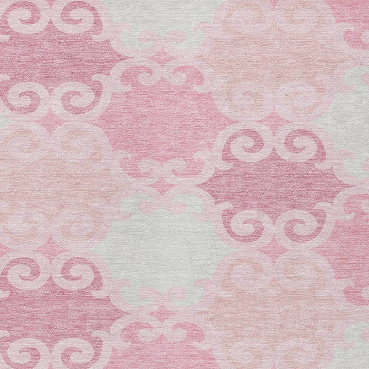 10' X 14' Pink And Gray Trellis Washable Indoor Outdoor Area Rug