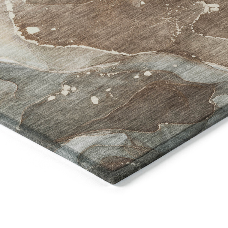 8' X 10' Brown Abstract Washable Non Skid Indoor Outdoor Area Rug Transitional Style - Brown Color