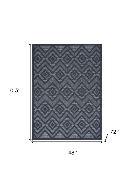4' X 6' Blue Indoor Outdoor Area Rug