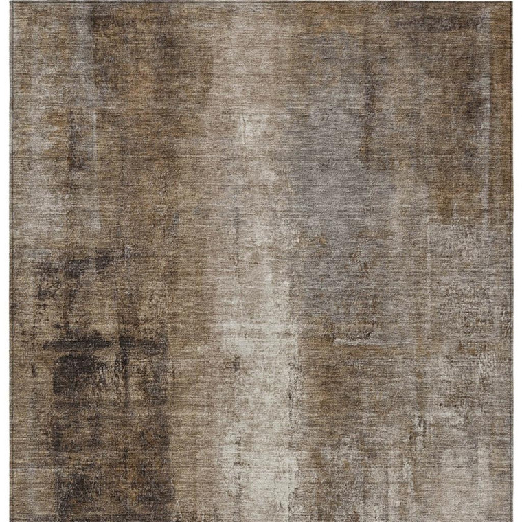 9' X 12' Brown And Ivory Abstract Washable Indoor Outdoor Area Rug - Brown, Ivory