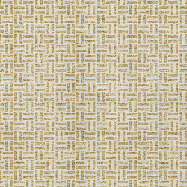 8' X 10' Gold And Ivory Geometric Washable Indoor Outdoor Area Rug Transitional Style - Gold, Ivory Color