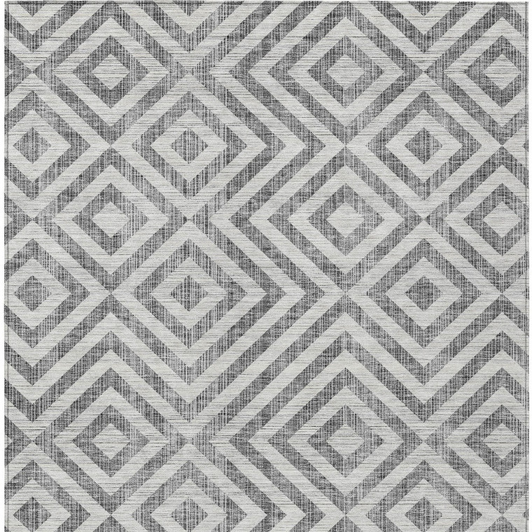 10' X 14' Gray Silver And Ivory Geometric Washable Indoor Outdoor Area Rug - 608219264789
