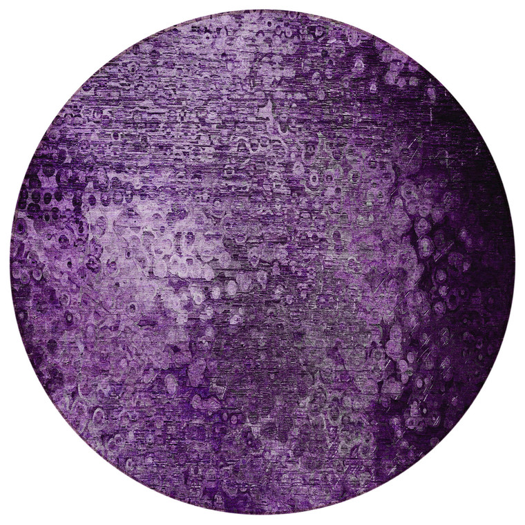8' Round Purple Round Washable Non Skid Indoor Outdoor Area Rug - Purple
