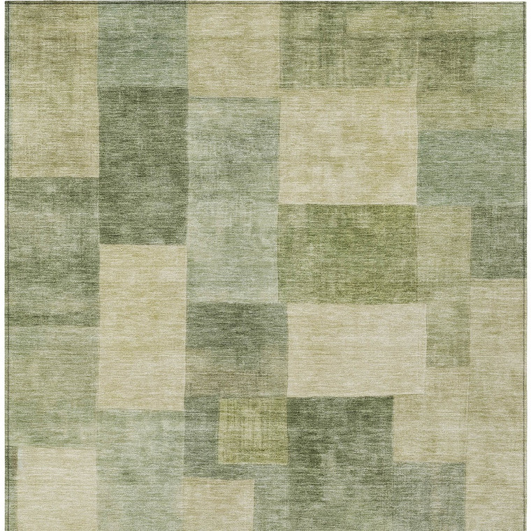 8' X 10' Artichoke Green Geometric Washable Indoor Outdoor Area Rug - Artichoke Green