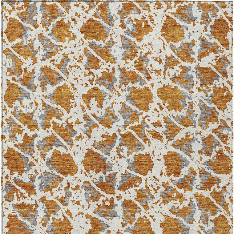 8' X 10' Copper And Ivory Abstract Washable Indoor Outdoor Area Rug - Copper, Ivory