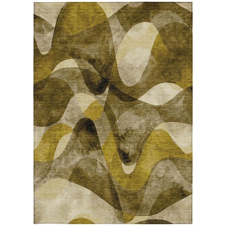 9' X 12' Coffee Abstract Washable Non Skid Indoor Outdoor Area Rug