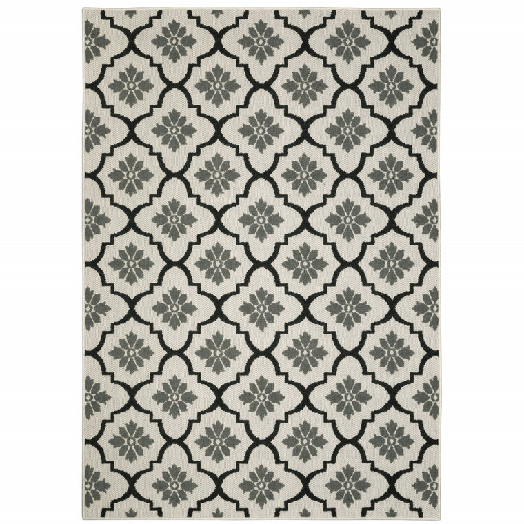 2' X 3' Beige Geometric Stain Resistant Indoor Outdoor Area Rug - 606114583707