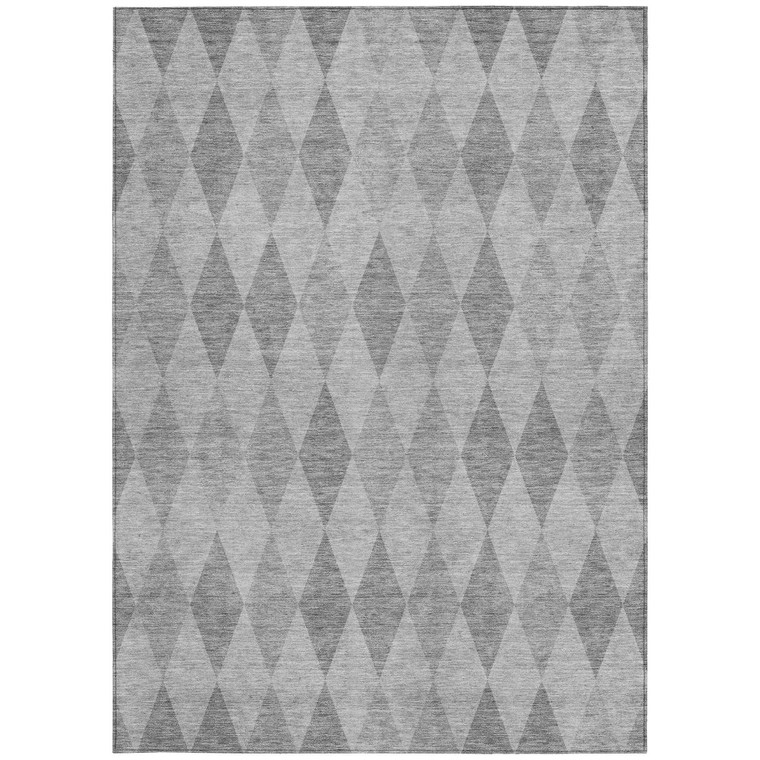 8' X 10' Gray Geometric Washable Non Skid Indoor Outdoor Area Rug - 608219117856