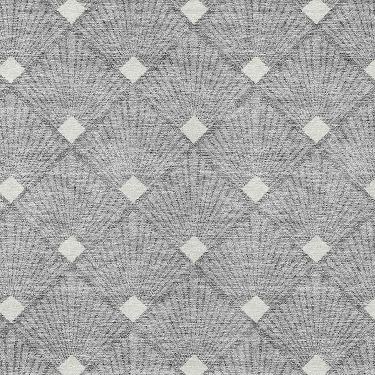 9' X 12' Gray And Ivory Geometric Washable Indoor Outdoor Area Rug Transitional Style - Gray, Ivory Color