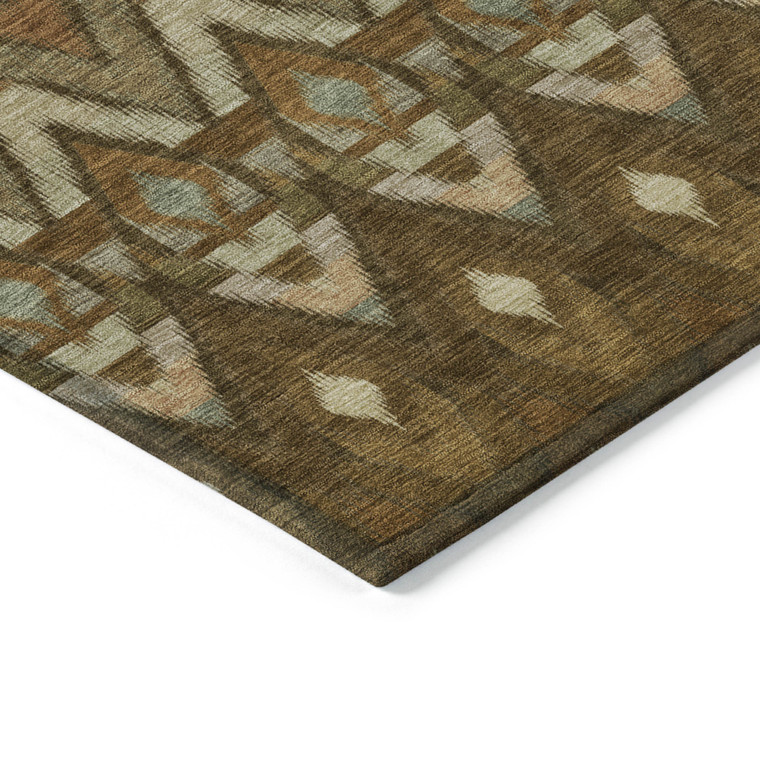 8' X 10' Brown Beige And Artichoke Green Southwestern Washable Indoor Outdoor Area Rug