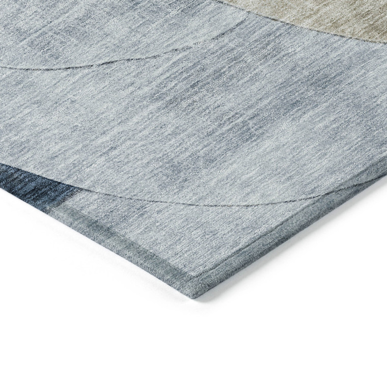 8' X 10' Sky Blue Brown And Beige Geometric Washable Indoor Outdoor Area Rug