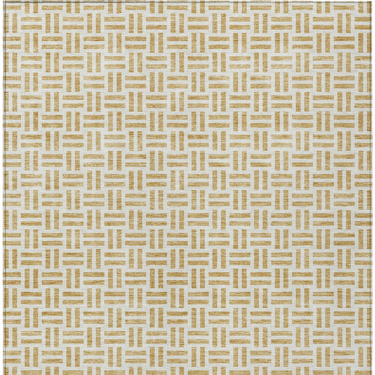8' X 10' Gold And Ivory Geometric Washable Indoor Outdoor Area Rug - Gold, Ivory