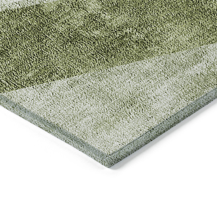 10' X 14' Olive Green And Artichoke Green Geometric Washable Indoor Outdoor Area Rug - Olive Green, Artichoke Green