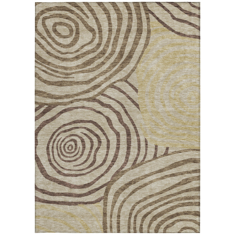 10' X 14' Brown Taupe And Beige Abstract Washable Indoor Outdoor Area Rug - Brown, Taupe, Beige