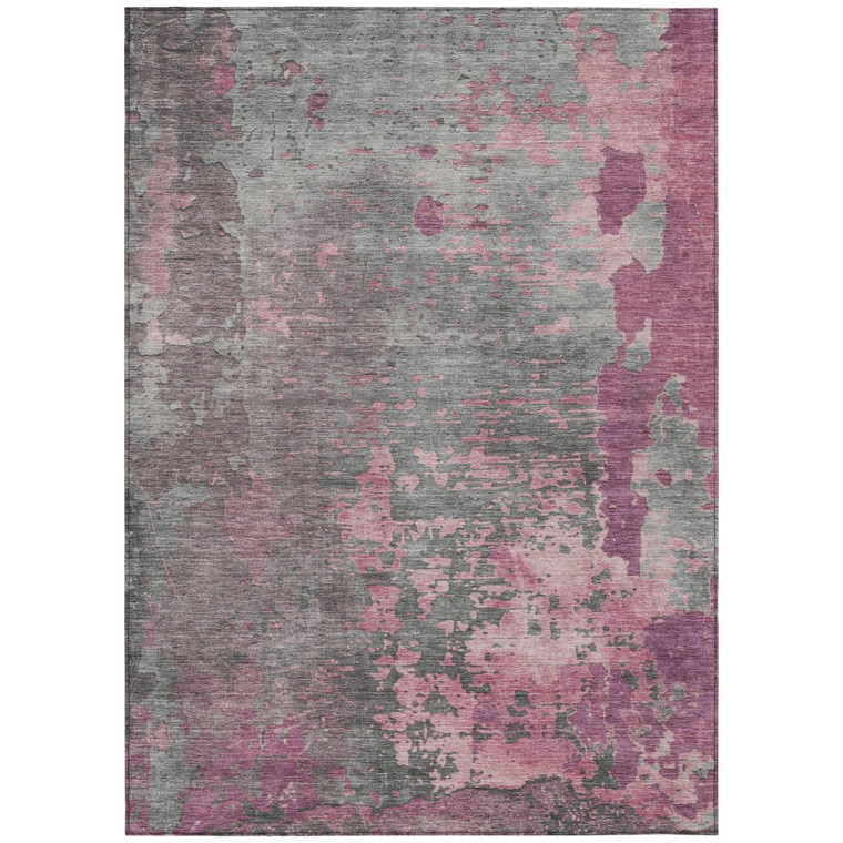 10' X 14' Blush Gray And Mauve Abstract Washable Indoor Outdoor Area Rug