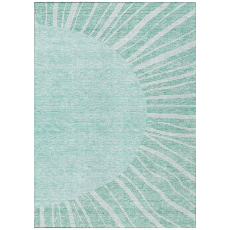 10' X 14' Teal Blue Aqua And Mint Green Abstract Washable Indoor Outdoor Area Rug - Teal Blue, Aqua, Mint Green