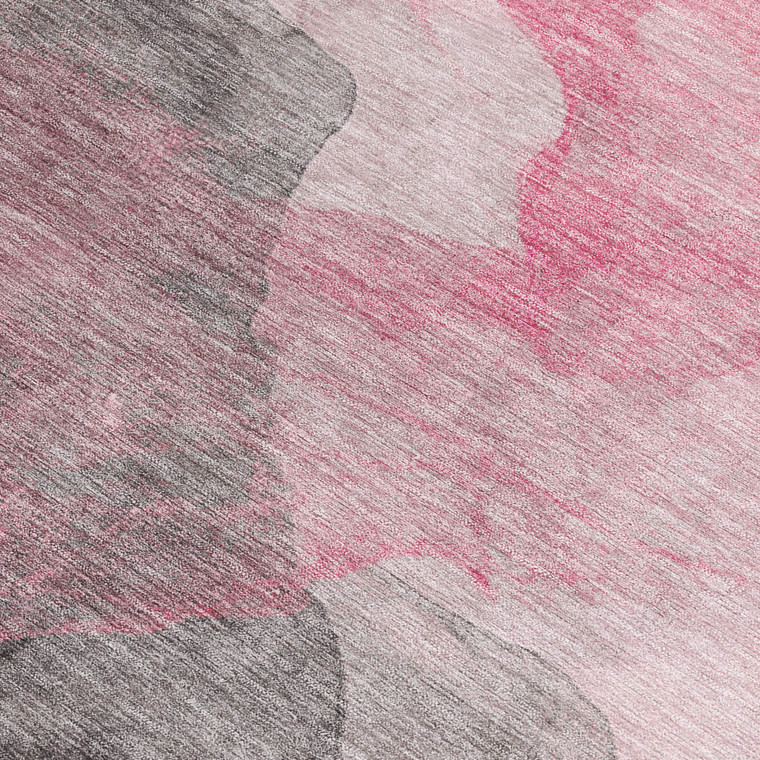 10' X 14' Blush And Gray Abstract Washable Indoor Outdoor Area Rug - Blush, Gray