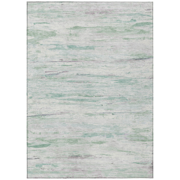 9' X 12' Artichoke Green And Ivory Abstract Washable Indoor Outdoor Area Rug - Artichoke Green, Ivory