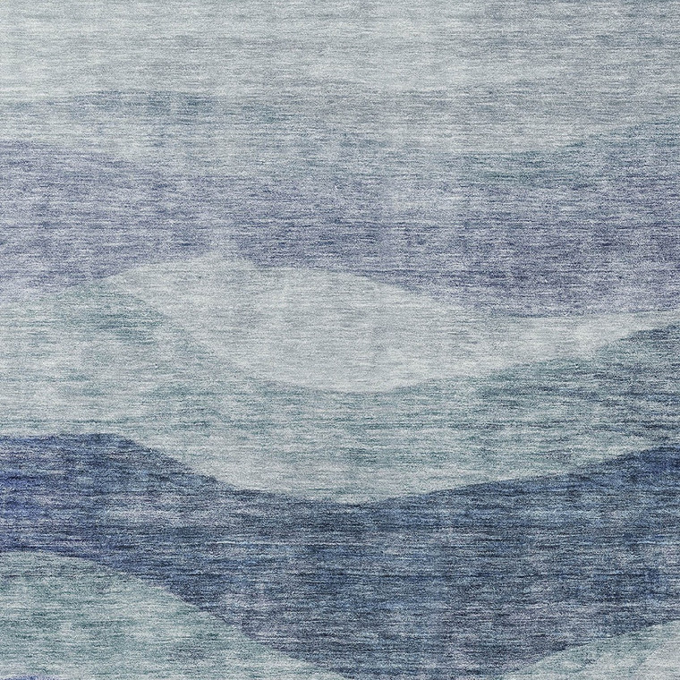 8' X 10' Light Blue And Dark Blue Abstract Washable Indoor Outdoor Area Rug