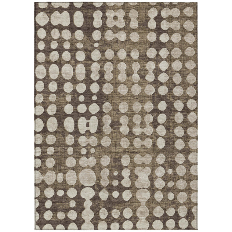 10' X 14' Brown And Beige Abstract Washable Indoor Outdoor Area Rug Transitional Style - Brown, Beige Color