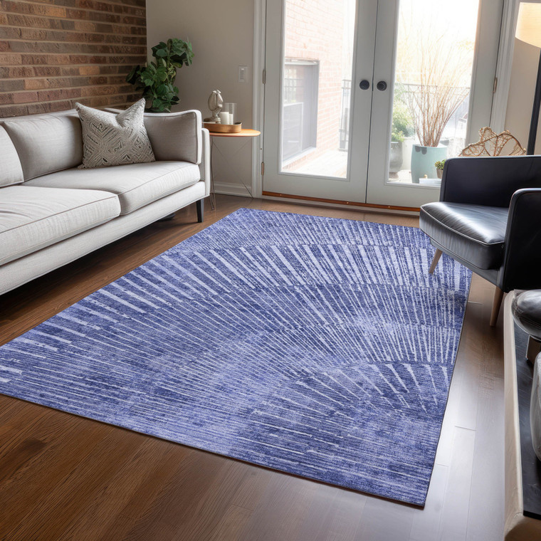 10' X 14' Navy Blue Abstract Washable Non Skid Indoor Outdoor Area Rug Transitional Style - Navy Blue Color