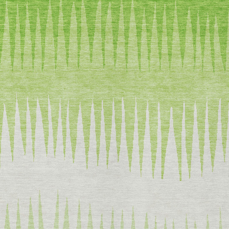 8' X 10' Lime Green And Ivory Striped Washable Indoor Outdoor Area Rug